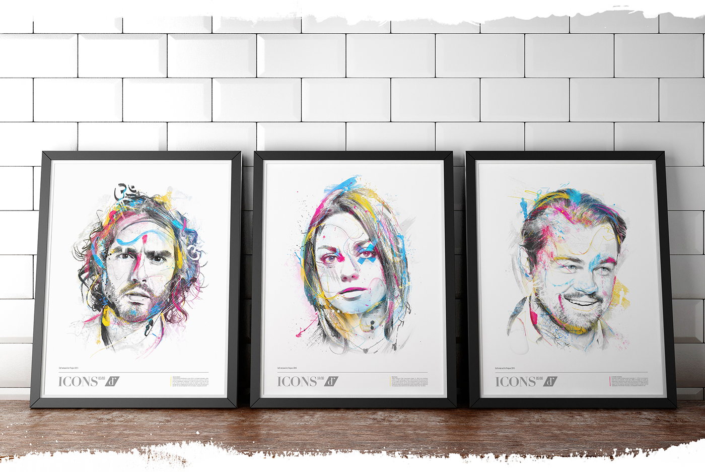 portraits famous digital celebrities paint strokes drawings color CMYK