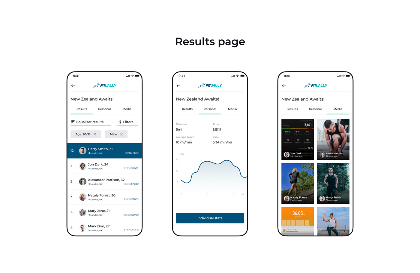 android app design fitually ios ONLINE RACE race run UI ux