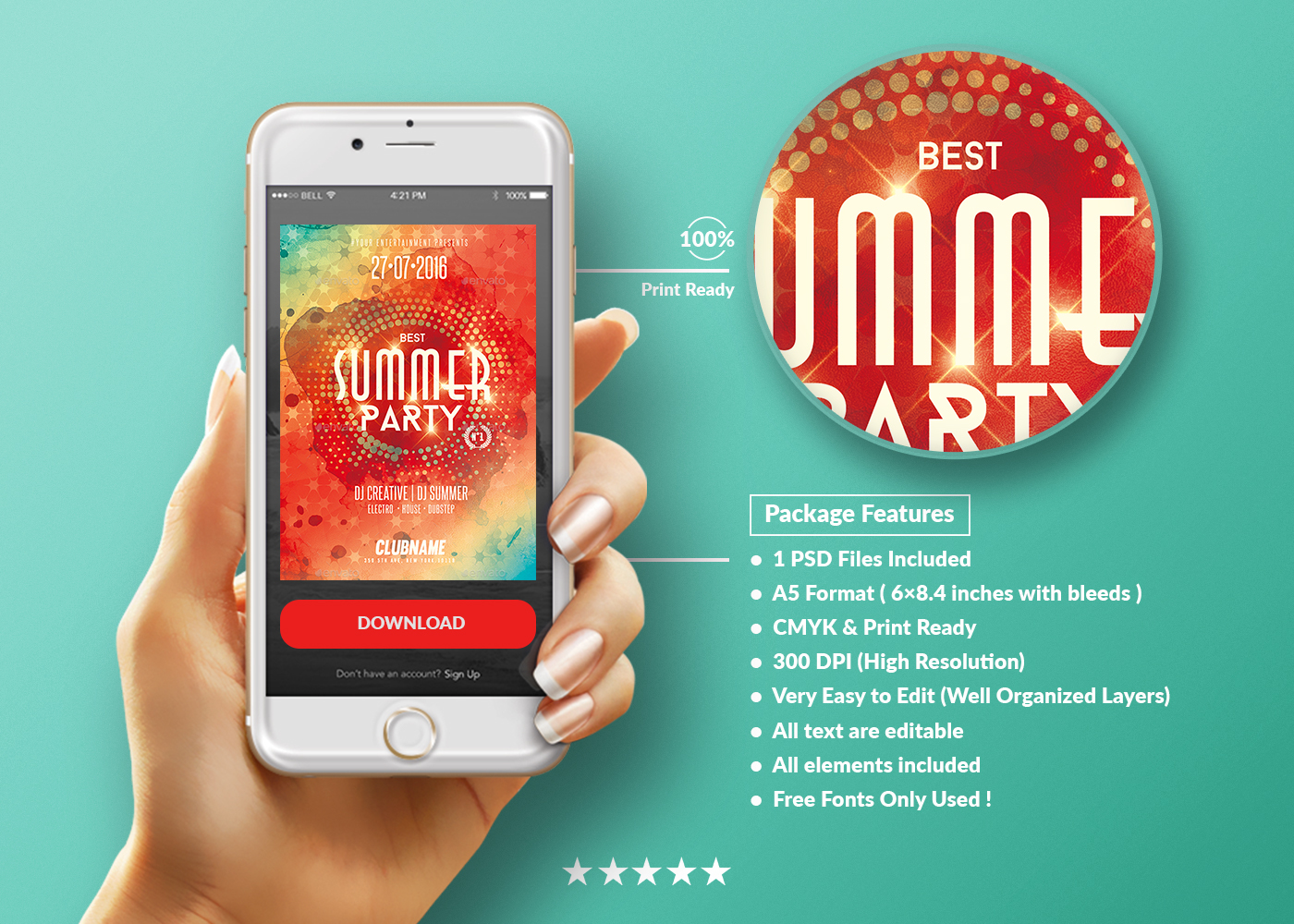 summer flyers template party psd spring creative templates flyer creation minimal poster Invitation