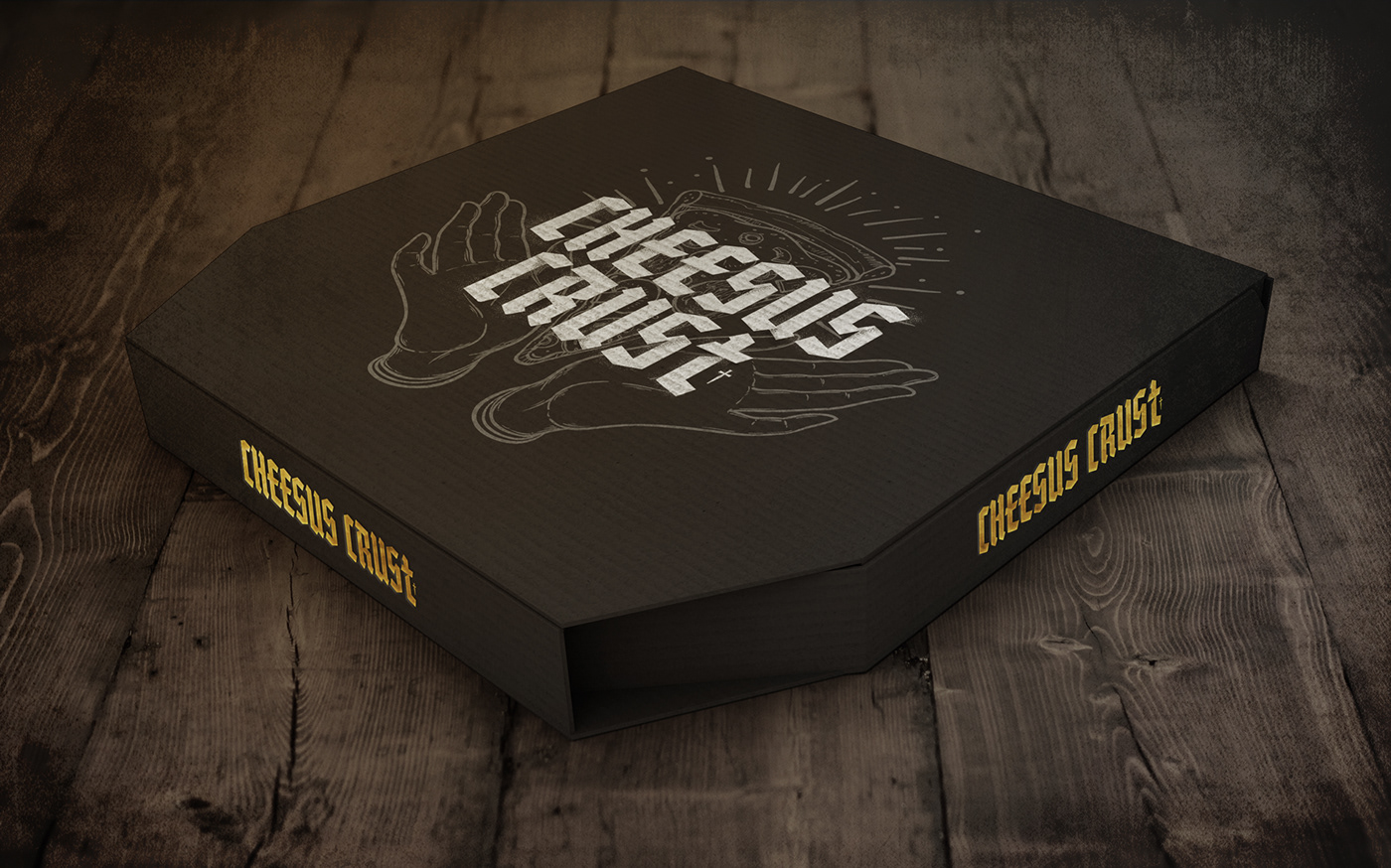Pizza restaurant pizzeria Cheesus branding  bible jesus logo graphic design  Toronto