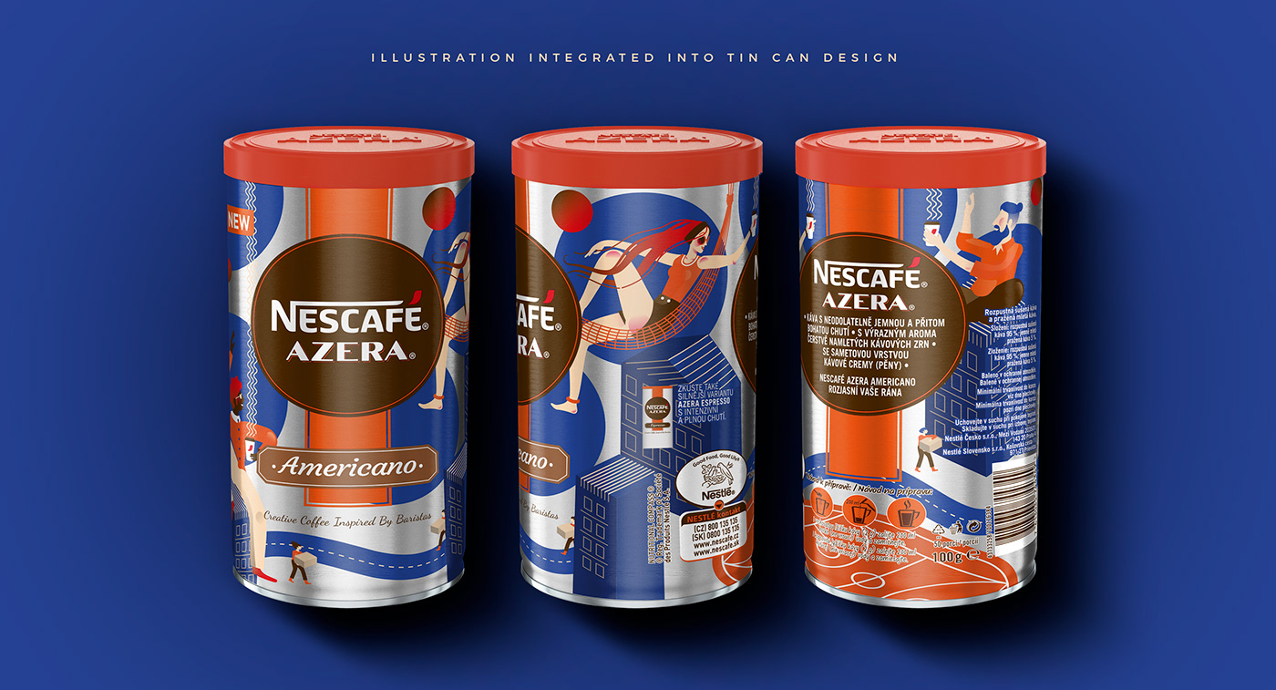Coffee nescafe Azera Nescafe Azera Packaging ILLUSTRATION  graphic design  blue moment sharing