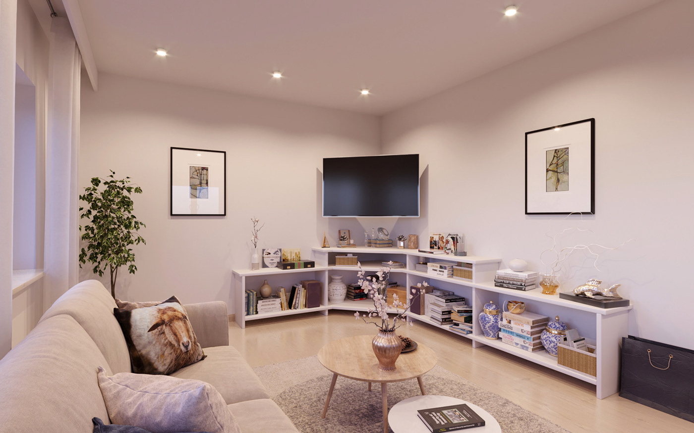 3D Visualization architecture design Render rendering Interior living room art modeling accessories