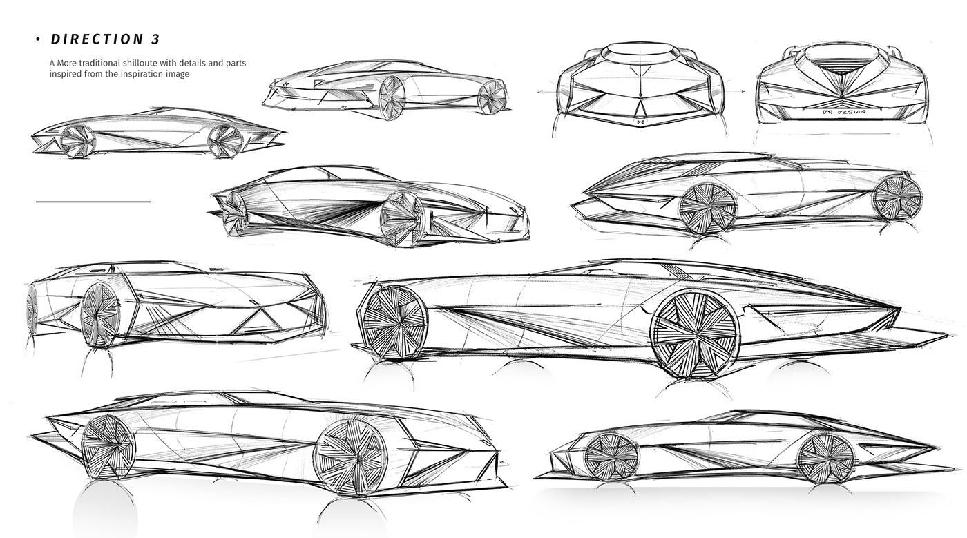 3D automobile automotive   car cardesign citroen concept DS exterior sketch