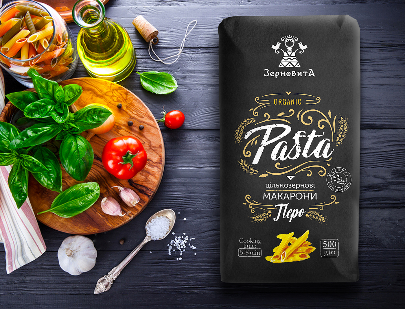organic Pasta italian bag pouch макароны паста Retro ukraine packaging design