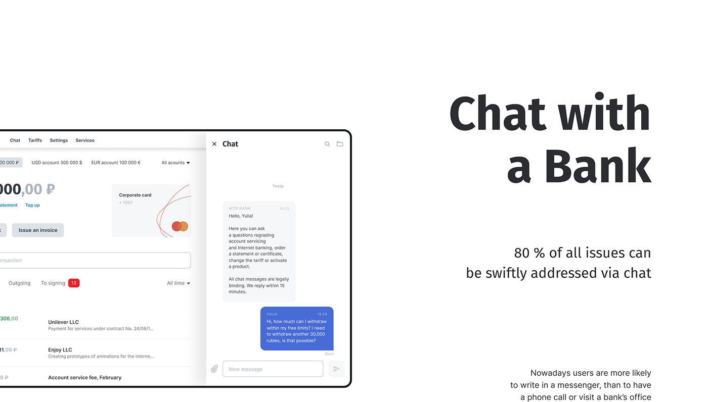 online bank Fintech Chat Usability test user flow interaction ux UI