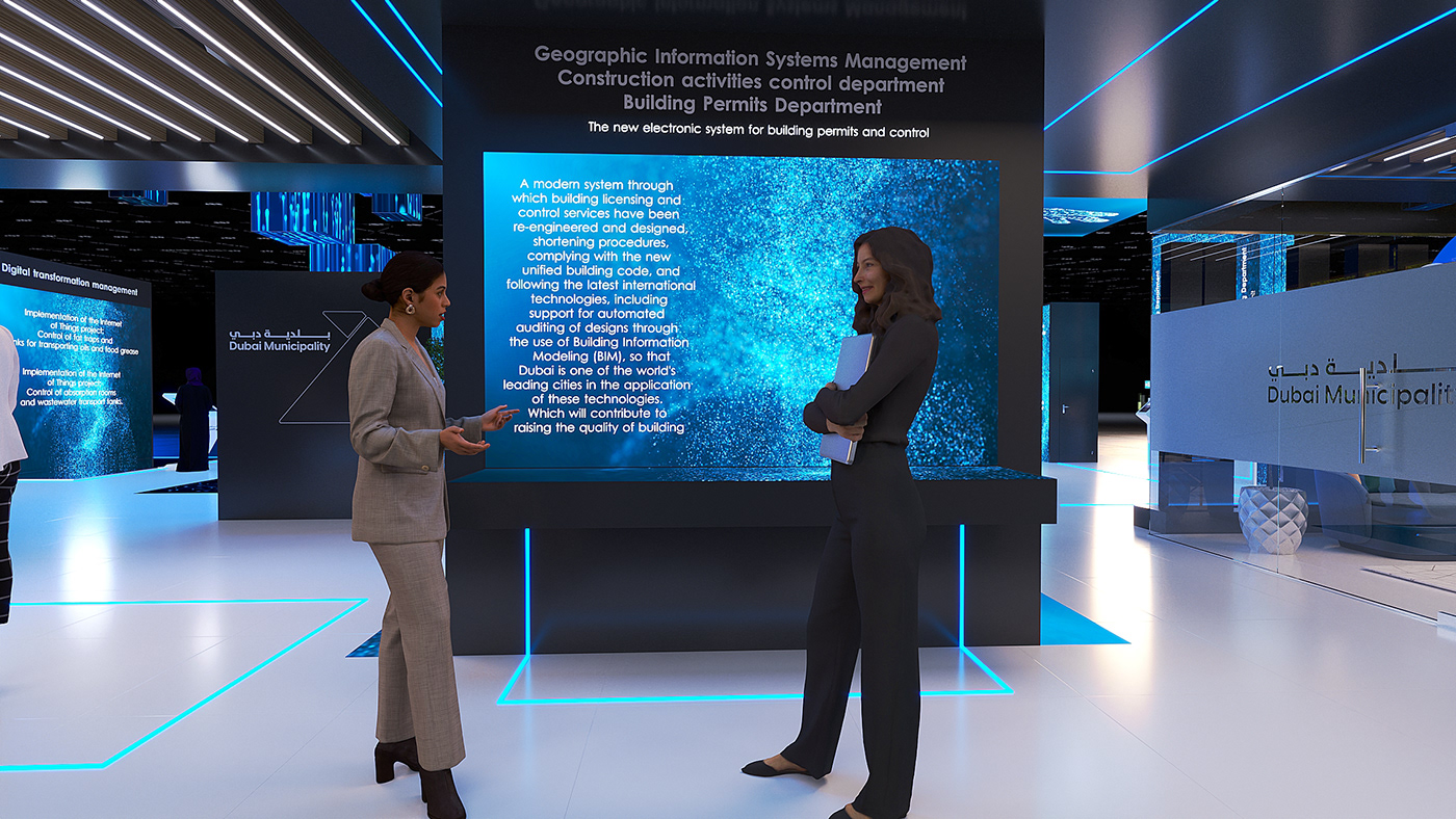 booth booth design Dubai Municipality Event Gitex 3d max futuristic