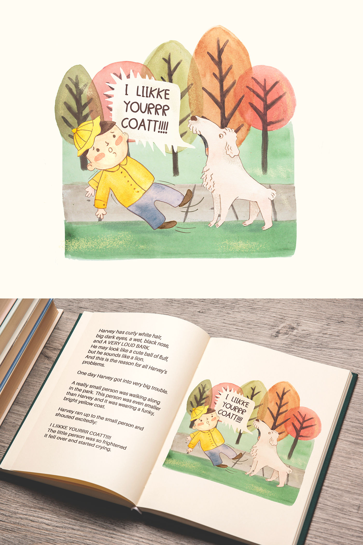 book illustration watercolor illustration watercolor dog painting   Drawing  traditional book design