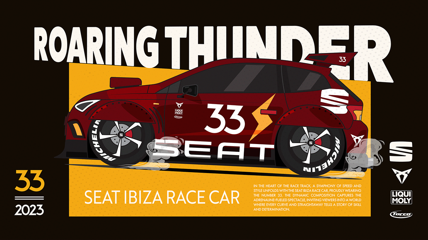 race race car SEAT IBIZA automotive   concept Digital Art  ILLUSTRATION  vector digital illustration