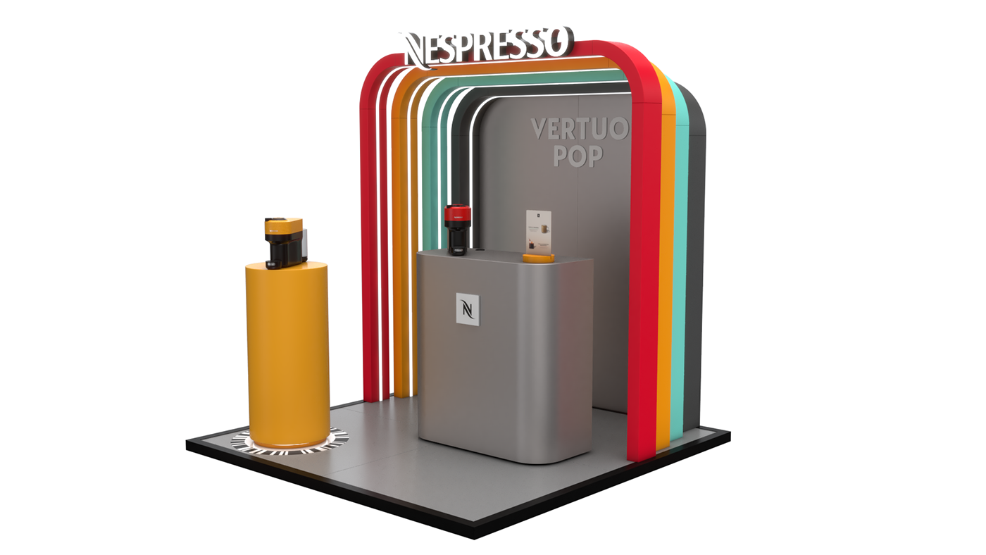 booth Nespresso Display diseño industrial Stand
