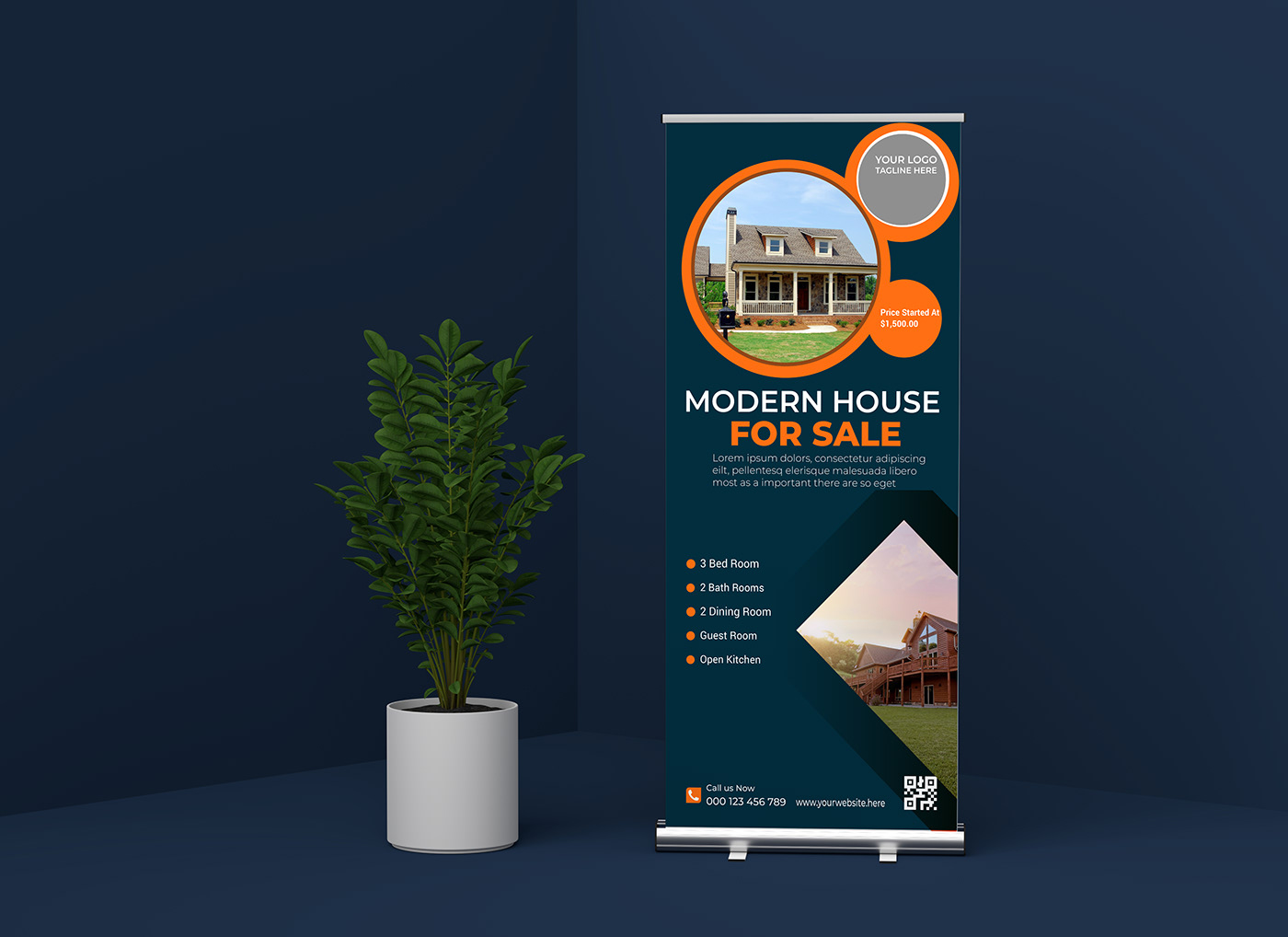 Real Estate banner roll up banner rollup marketing   visual identity Brand Design branding  brand identity Home Post Real estate sale