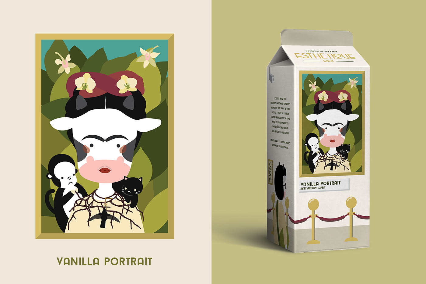 milk Packaging cow painting   comedy  art aesthetic esthétique fictional imagination