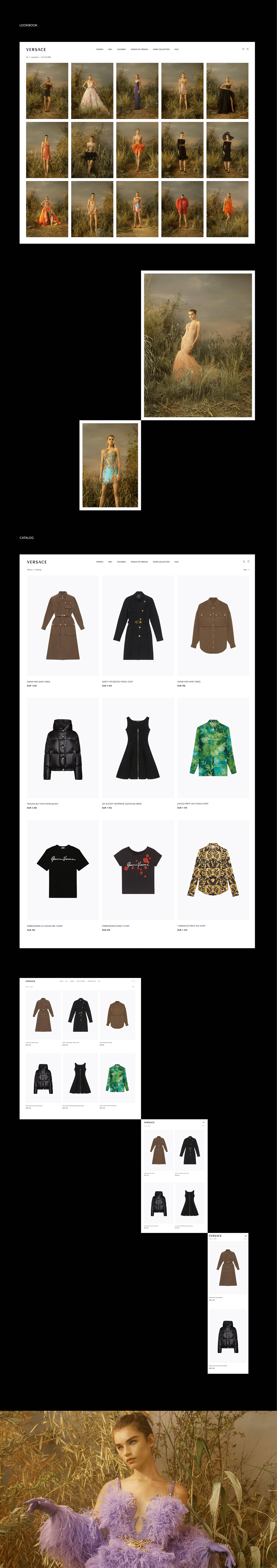 clean e-commerce Fashion  Minimalism redesign store UI/UX VERSACE Web Webdesign