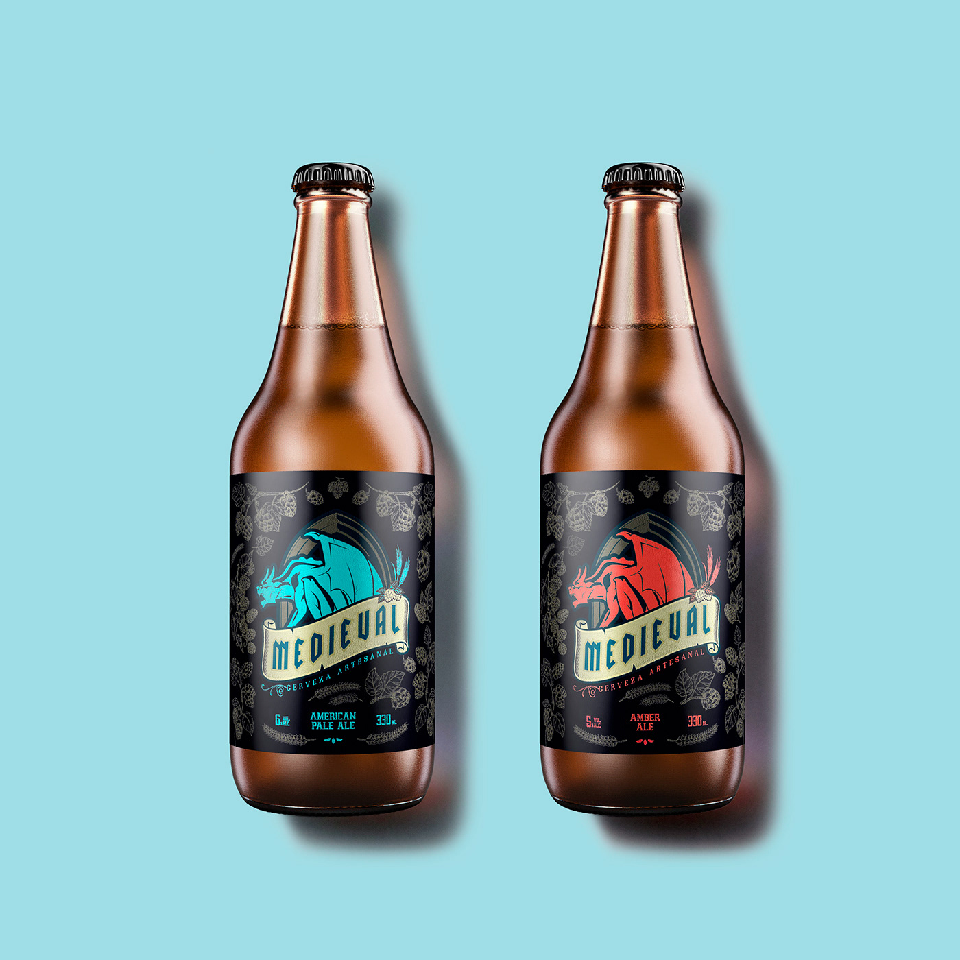 3D alcohol beer bottle brand identity drink Packaging Render visualization