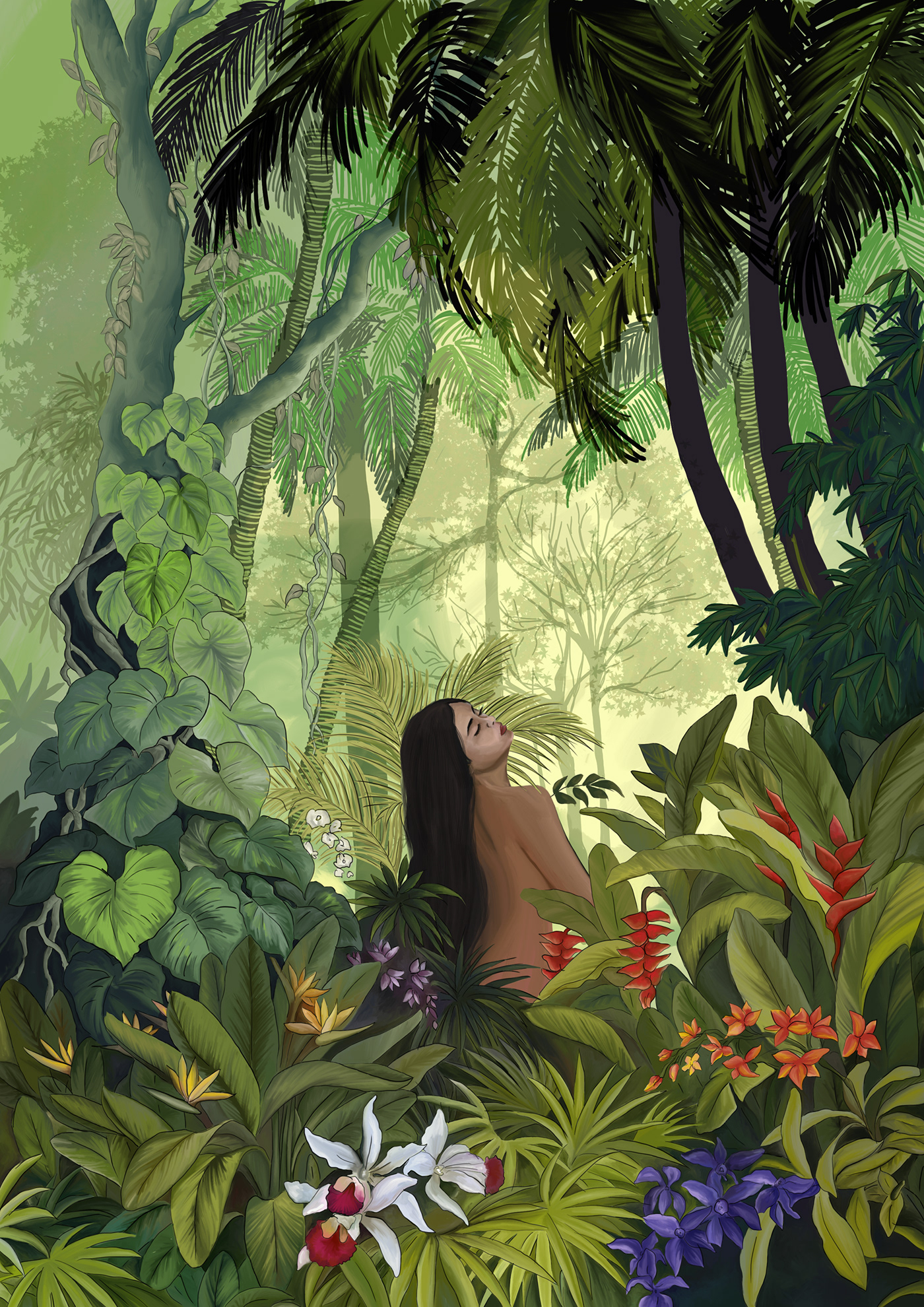 digital illustration Drawing  forest graphic design  ILLUSTRATION  Tropical wacom