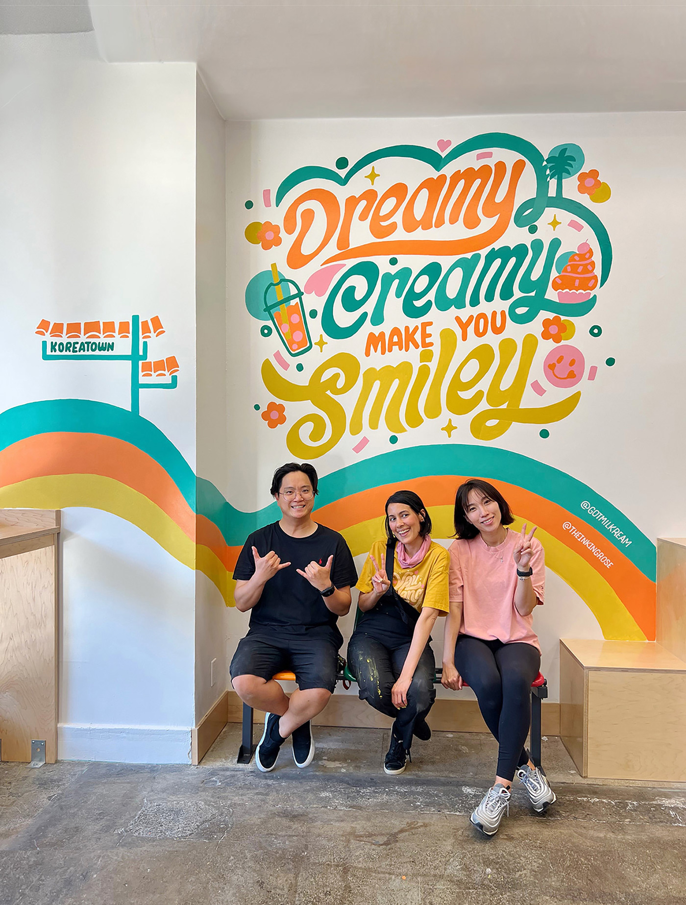 Ice Cream Logo ice cream shop ILLUSTRATION  lettering Los Angeles los angeles artist Mural Muralist Murals typography  