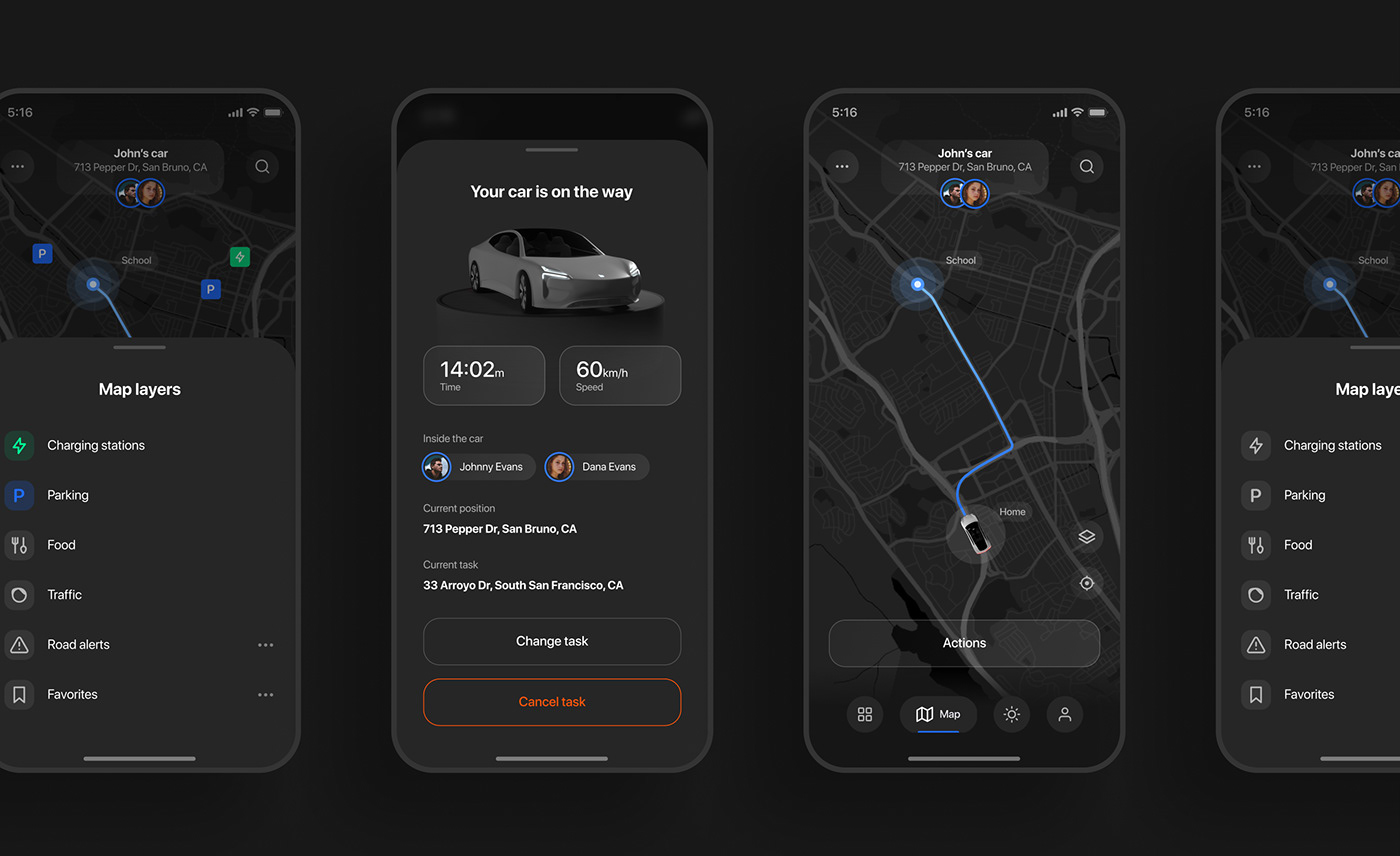app app design apple automotive   car dashboard map transportation UI UI/UX