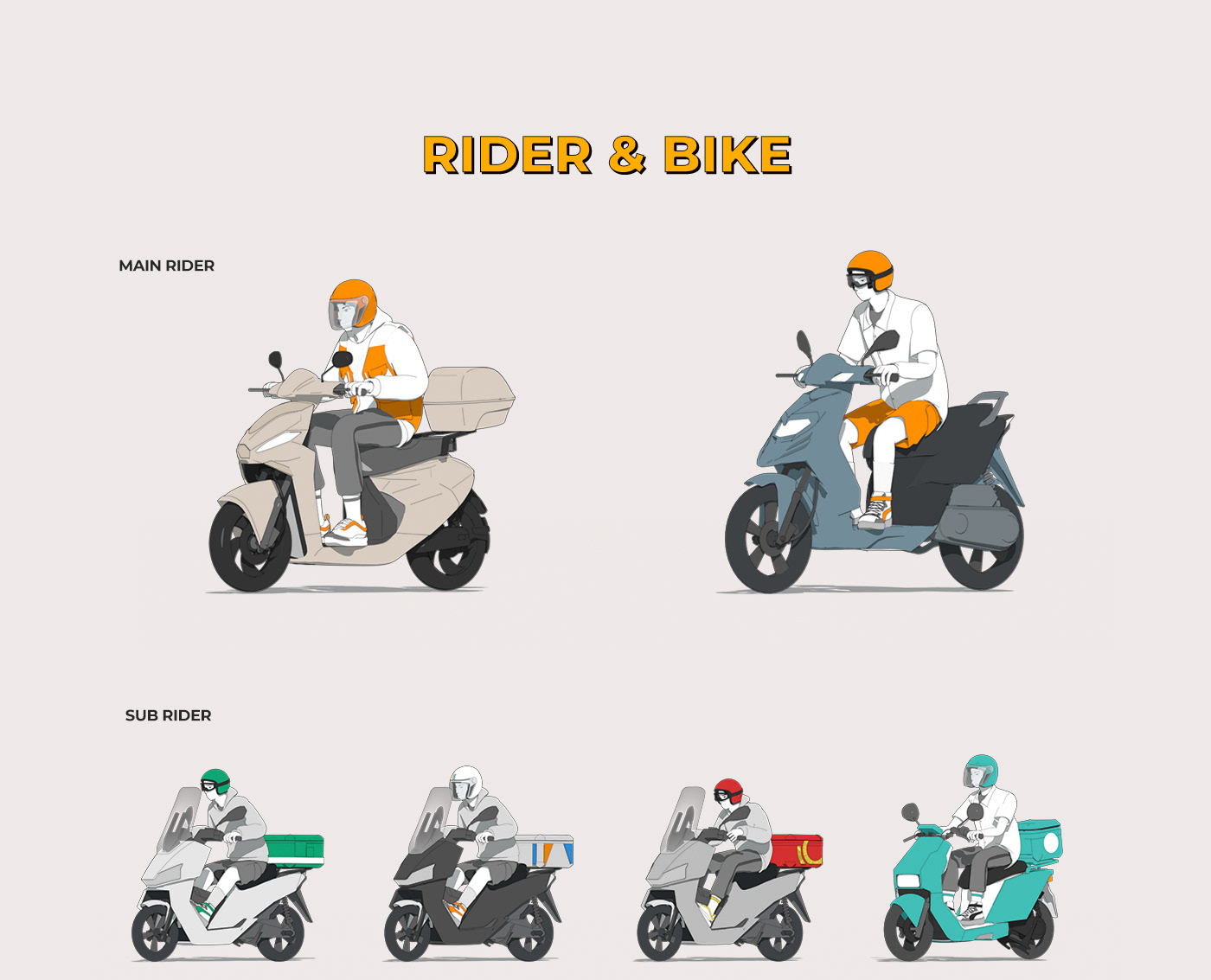motorbike rider delivery cartoon motion graphics  Character design  3D animation  cinema 4d artwork
