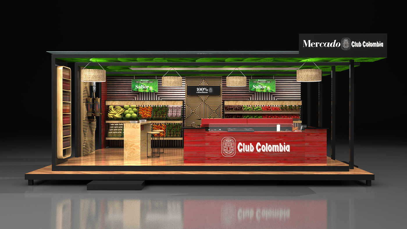 3D artesanal cerveza CLUB COLOMBIA diseño market Stand stand design Supermarket
