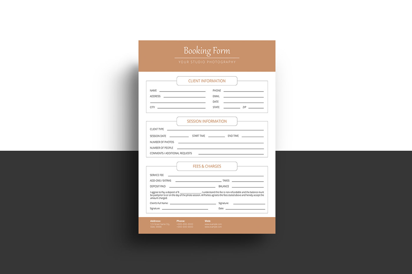 Booking Template business contract Business Forms client booking ms word Payment Plan photographer Photography Forms photography template photoshop template