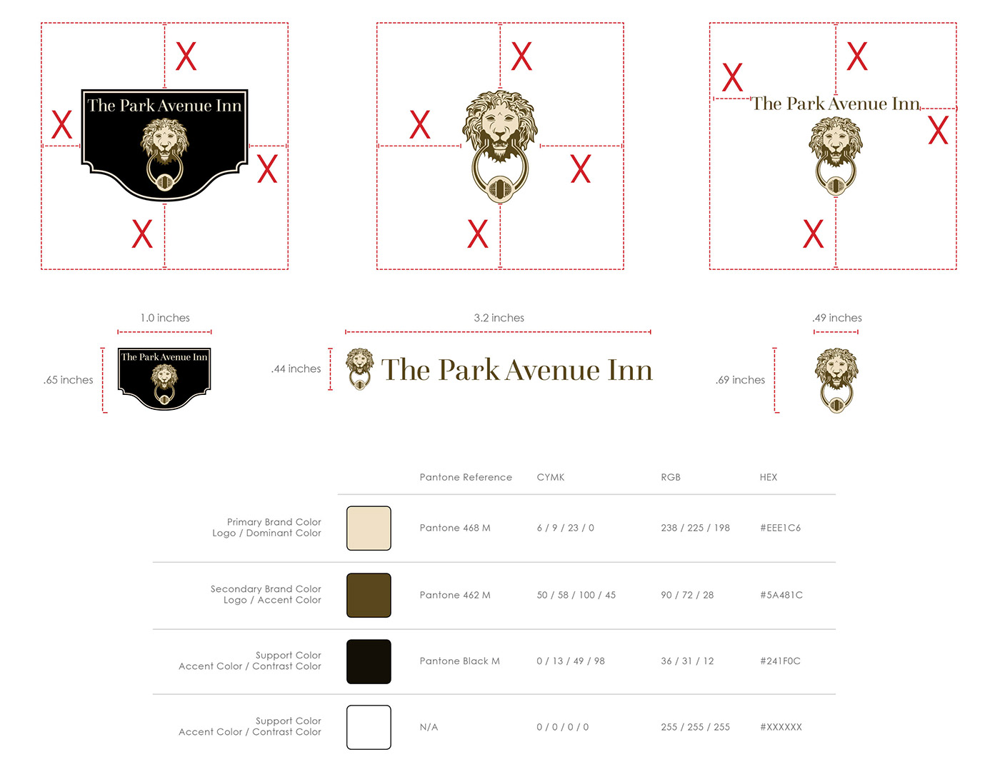 This is The Park Avenue Inn's style guide and color combos.