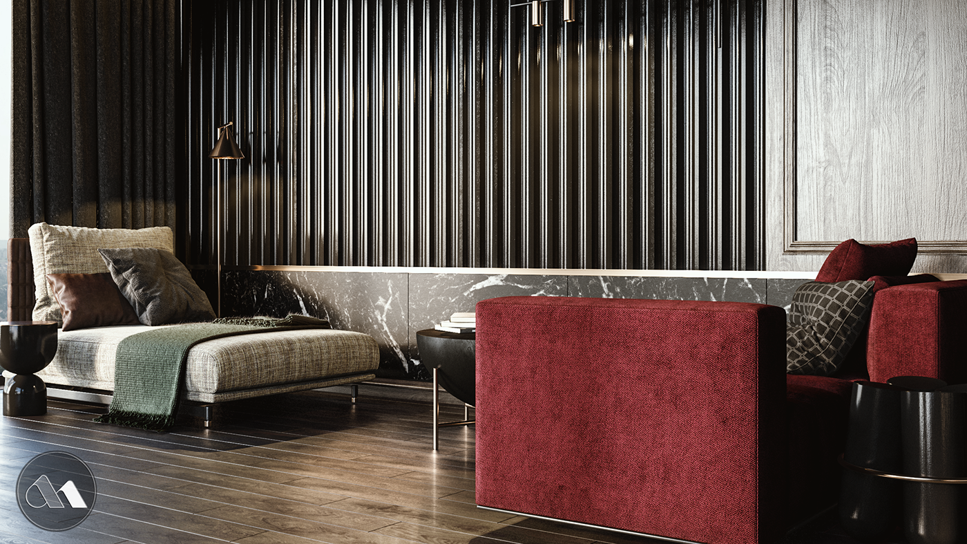 3dsmax vray 3D Interior design rendering Lobby bar
