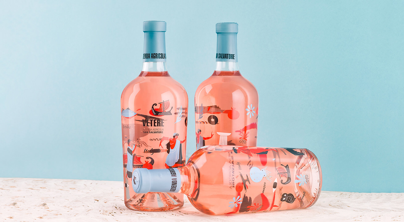 bottle design Branding illustrations graphic design  illustrations njucomunicazione packagingdesign productdesign rosewines VisualDesign winedesign