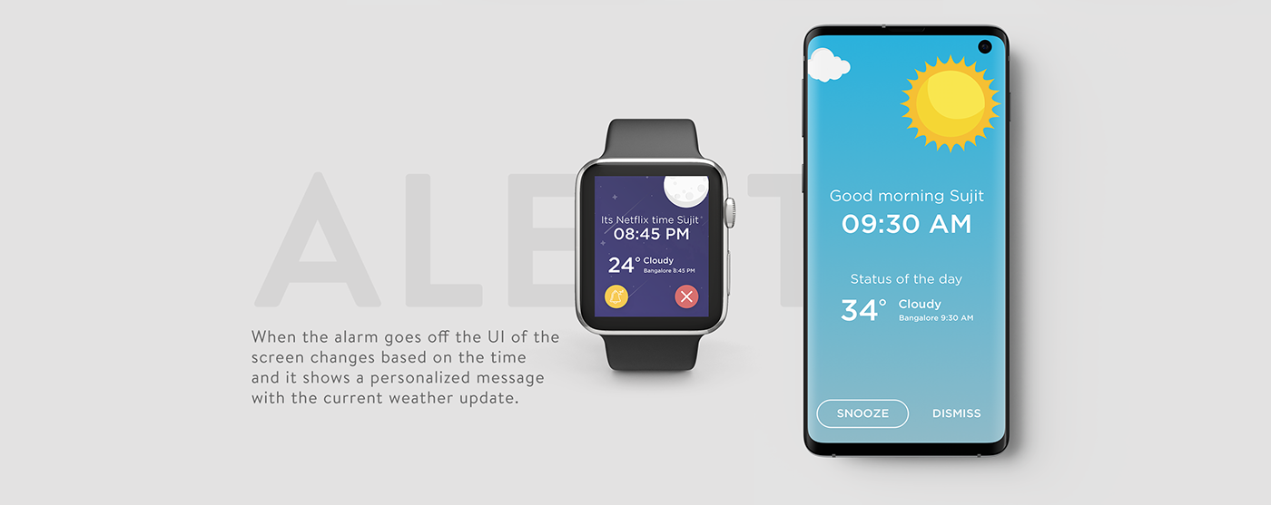 alarm app clock Mobile app UI visual design Wakeup