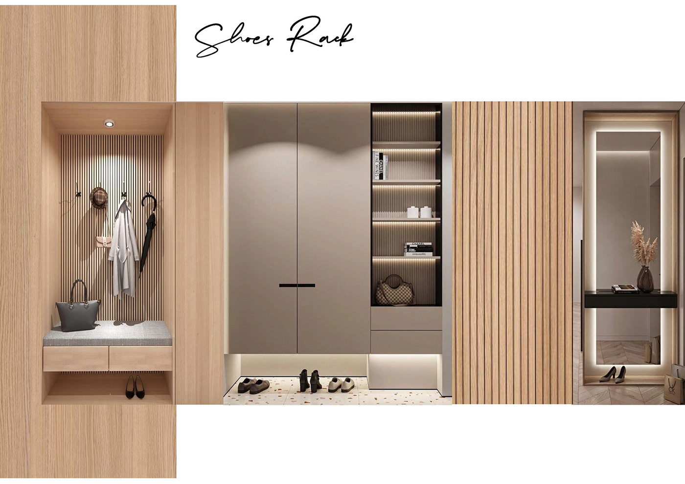 moodboard muji minimalist wood Japandi interior design  visualization