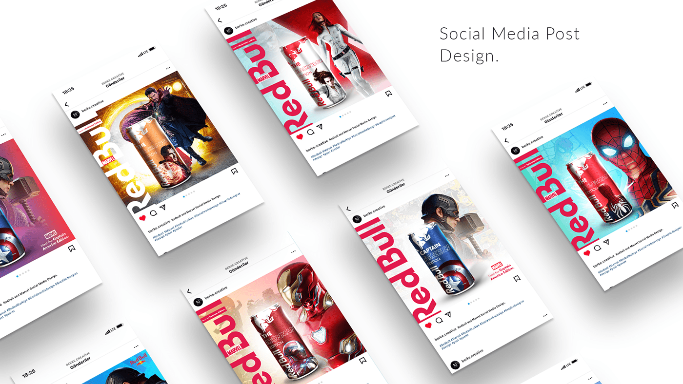 design Social media post brand identity Graphic Designer banner design Instagram Post catolog design RedBull marvel vector