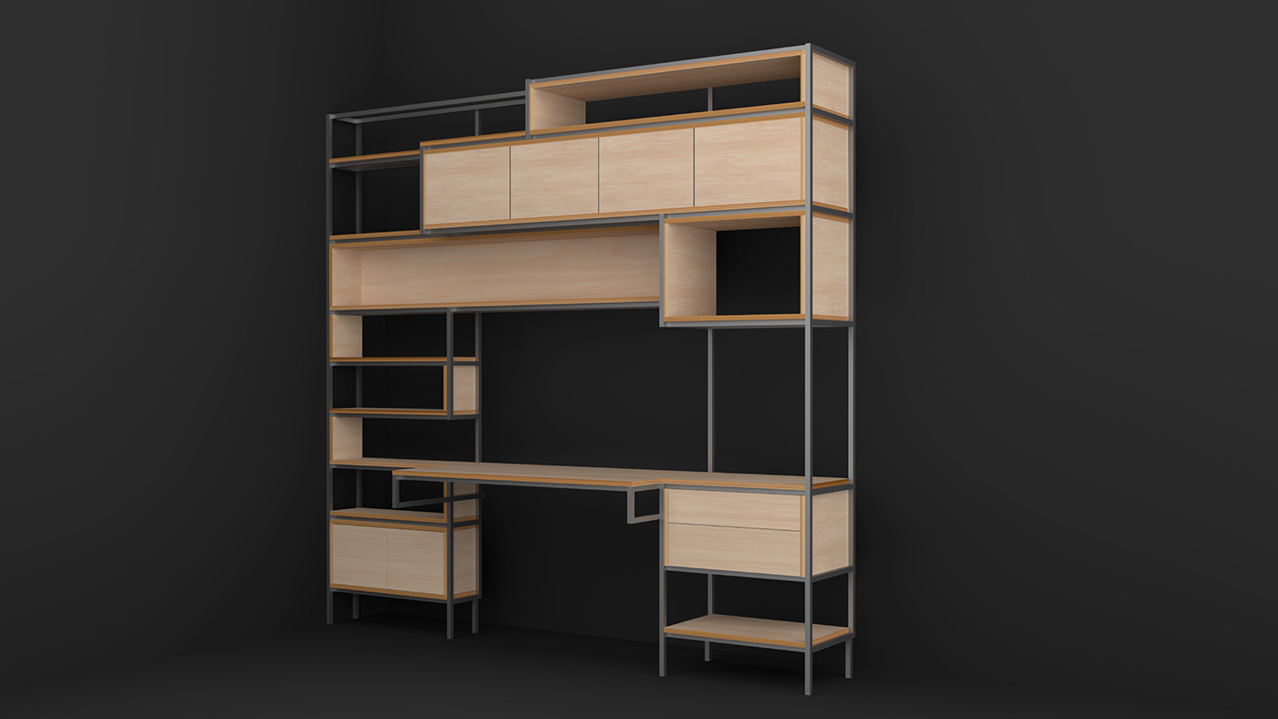 artigianato design furniture industrial Render wood inspire product design  rendering bookcase
