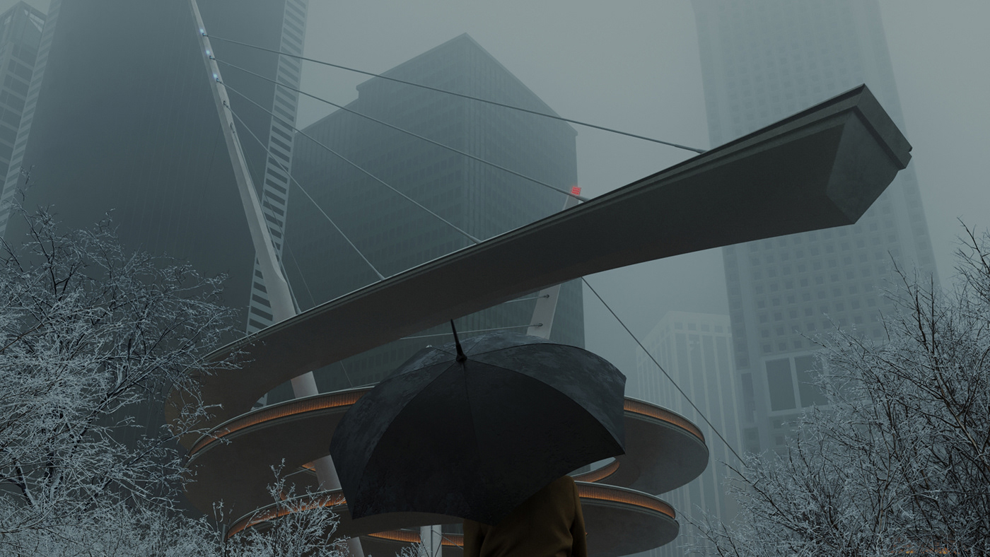 architecture CGI fog maquette New York parametric Render tower viz winter