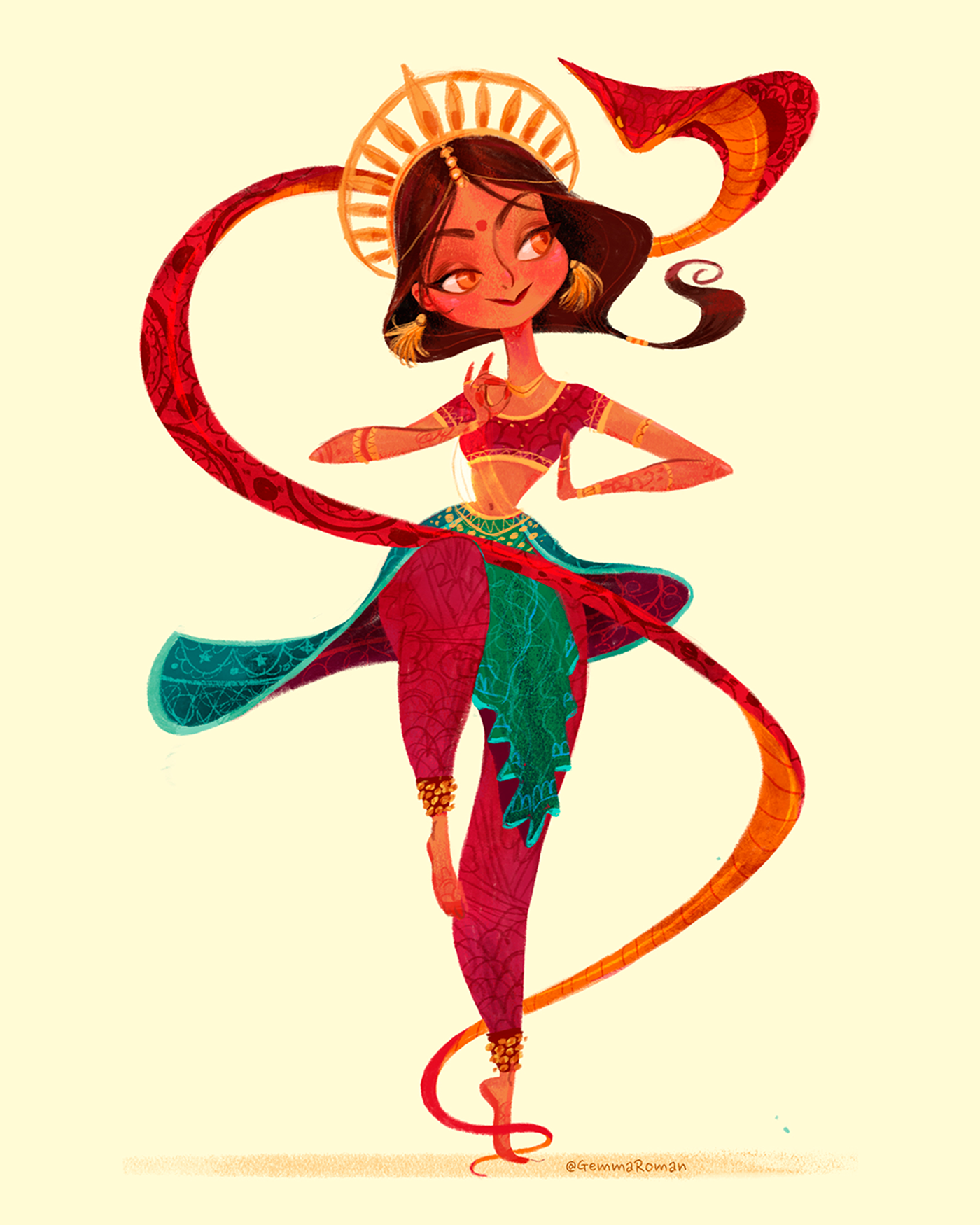 Character design  Indian woman indian girl indian dancer cobra serpent flapper schnauzer walkies Martial Arts