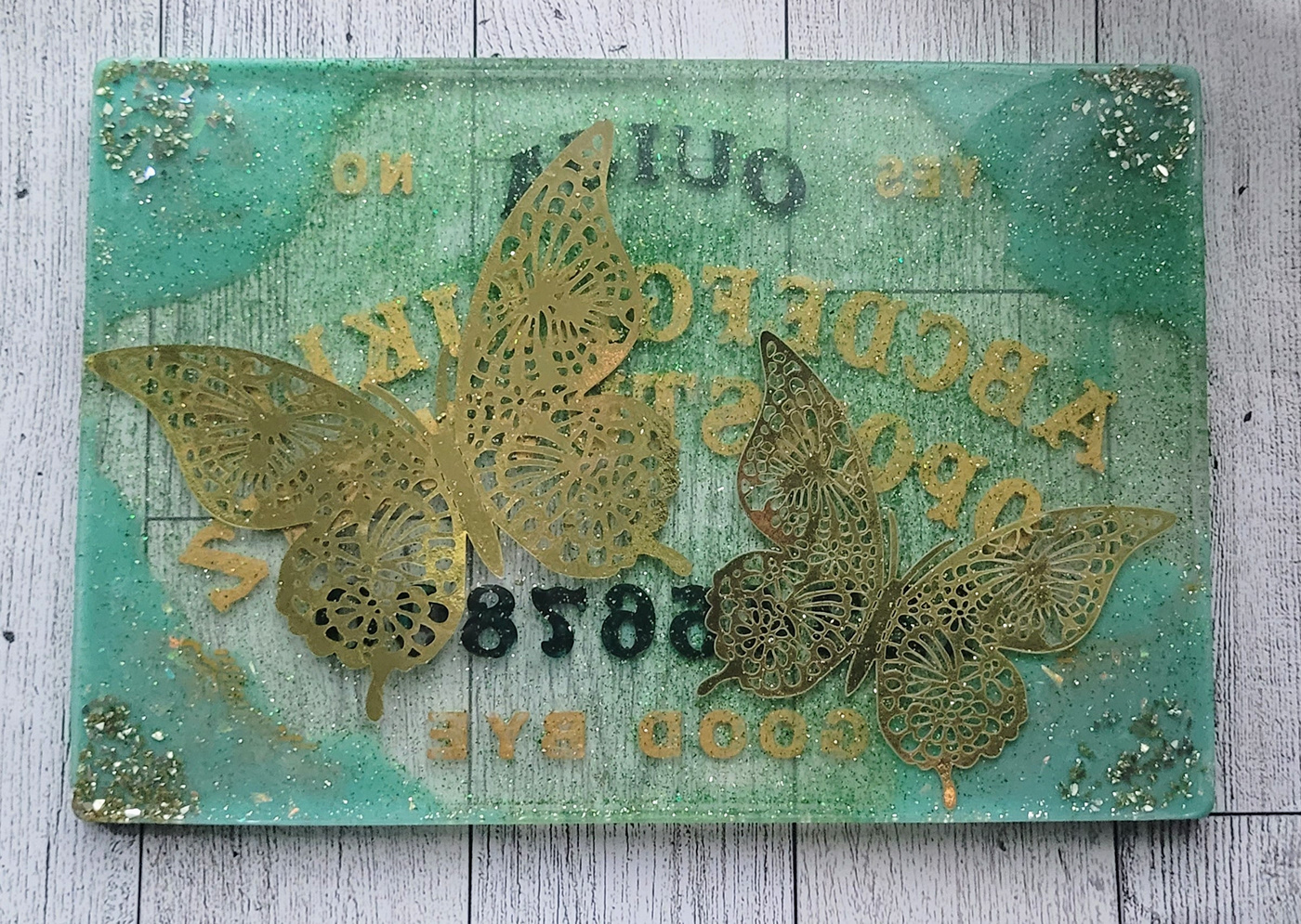 teal gold butterflies Board talking ouija