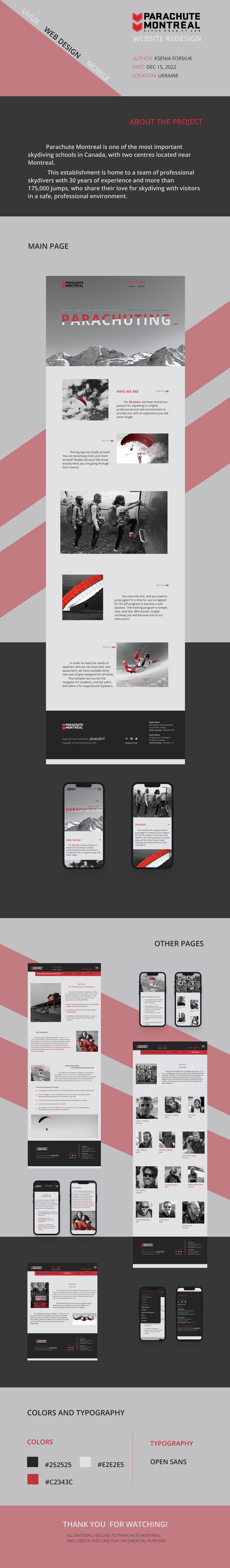 #redesign  #webdesign firstproject Parachute Skydiving ux/ui Web