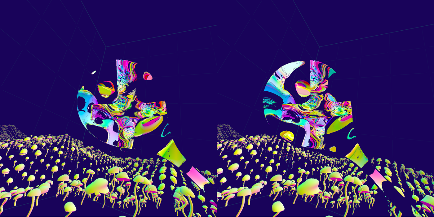 vr Virtual reality shader abstract psychedelic Stereoscopy 3D volumetric