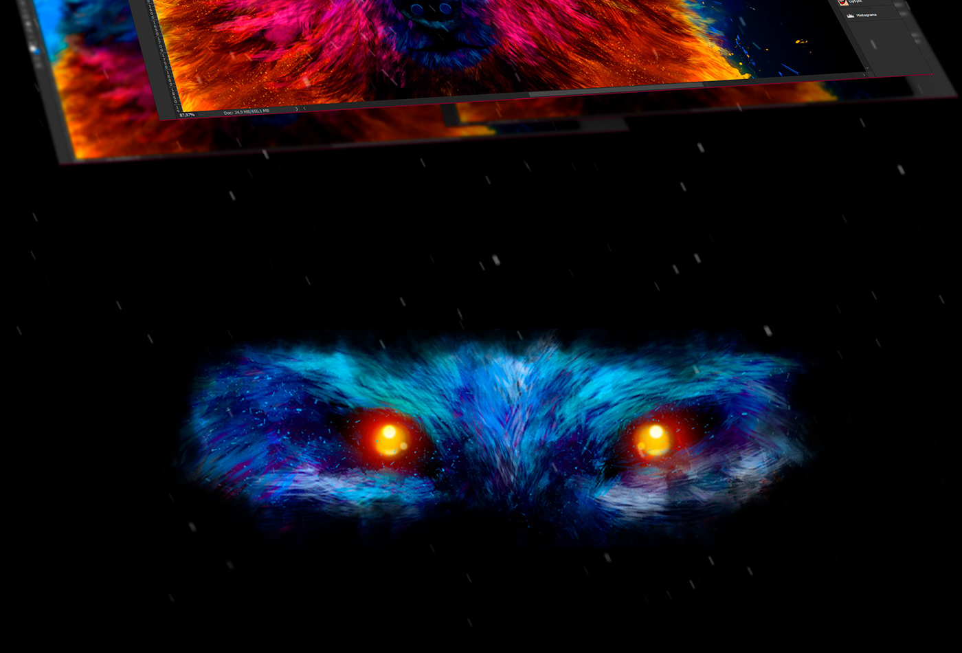 3D photoshop Lobo cool wacom Space  fantasy neon 2D animal