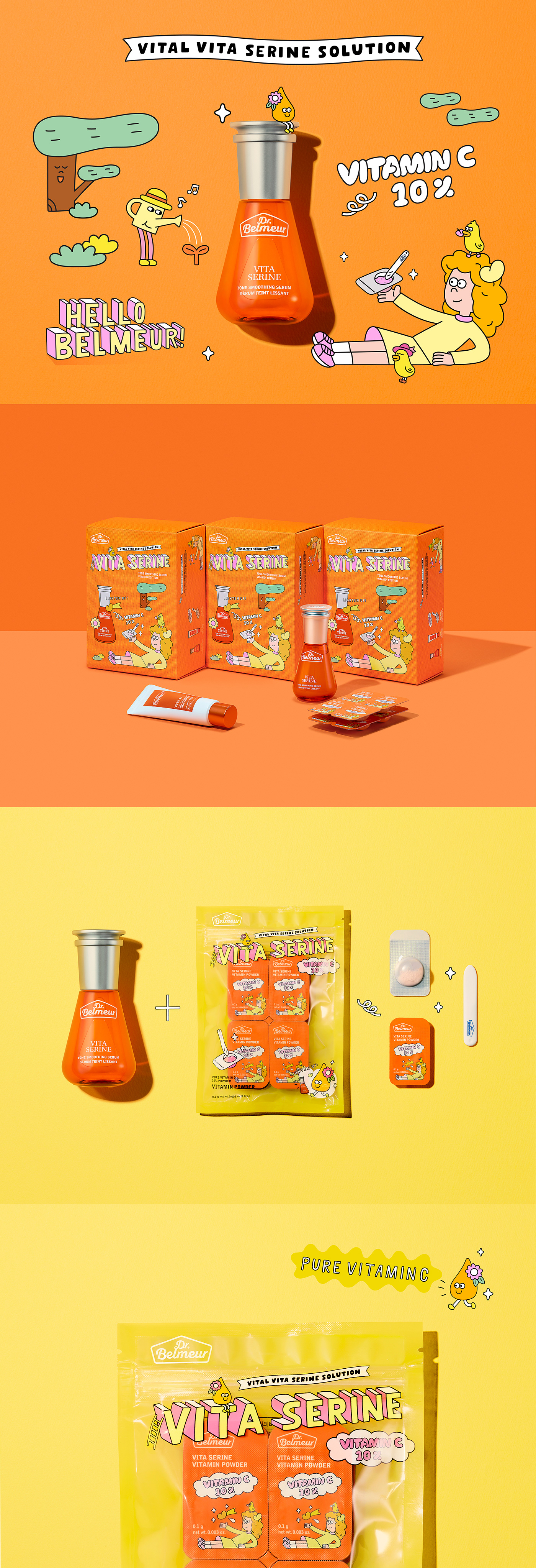 Dr.belmeur edition graphic ILLUSTRATION  orange package pouch powder The Face Shop vitamin