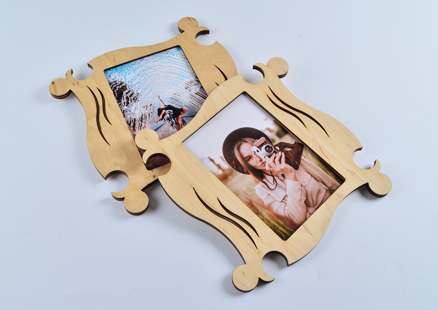 laser cut natural wood photo frames puzzle