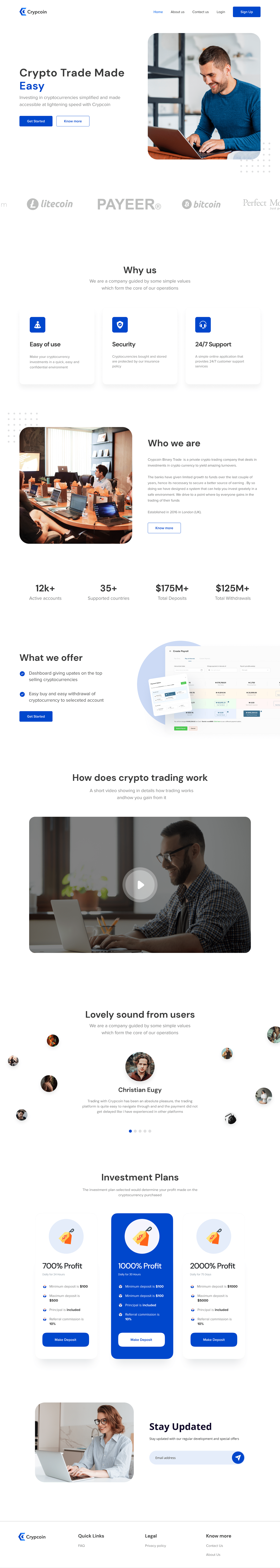 design home screen landing page UI Website cryptocurrency trading bitcoin