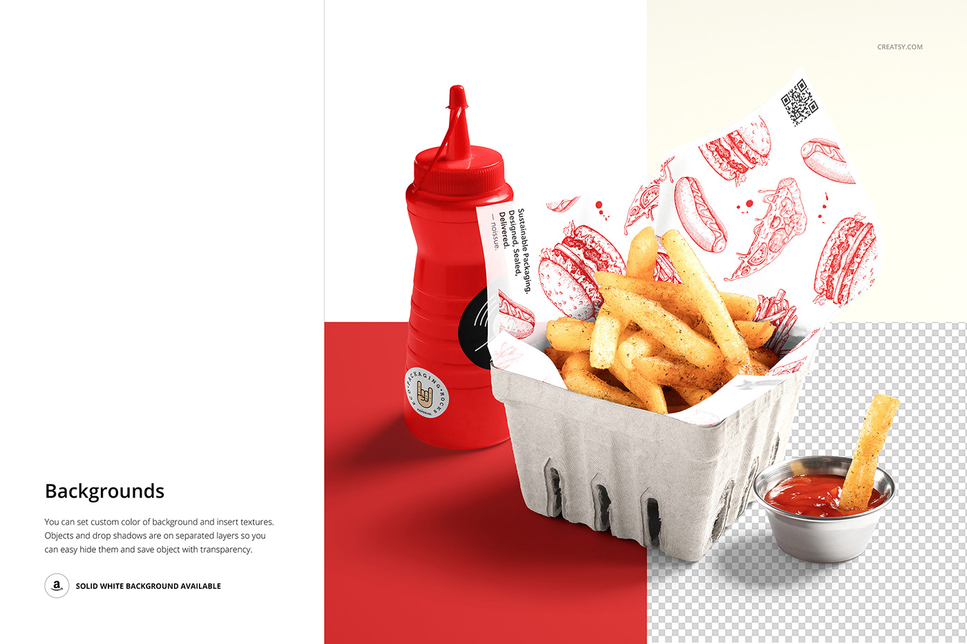 Food  French Fries mock-up Mockup mockups paper template wrapping creatsy