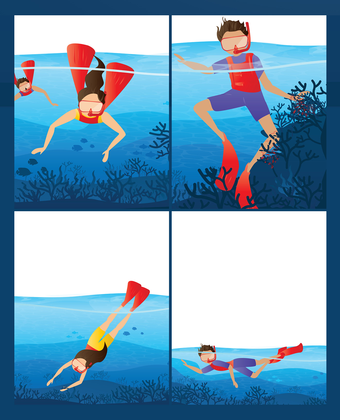 snorkeling swim swimming Ocean sea Illustrator sea life Flyer Design awareness rules