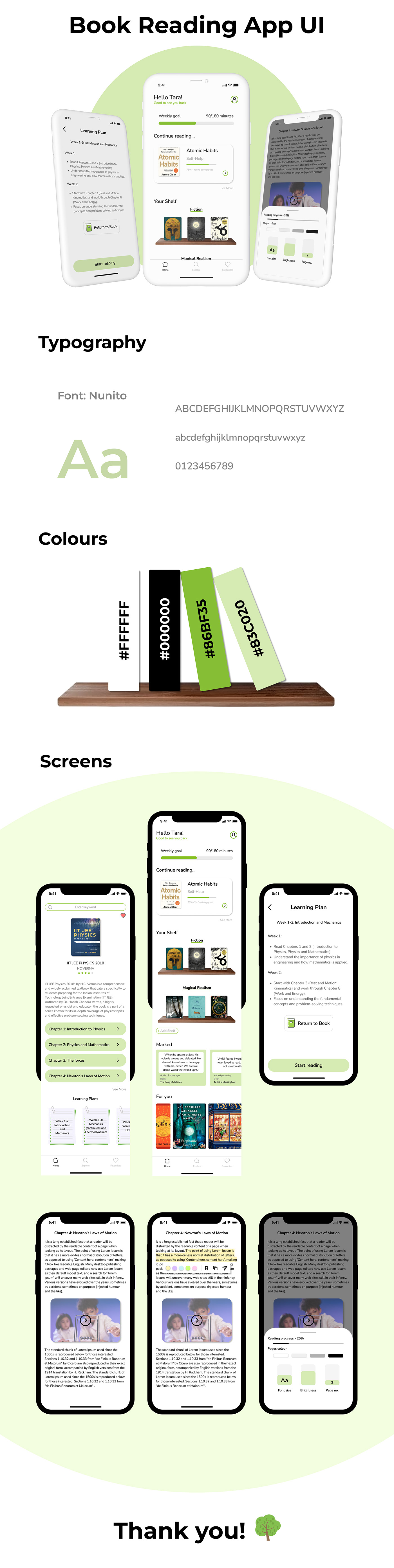 book reading ui design Mobile app user interface ios app design Figma book reader
