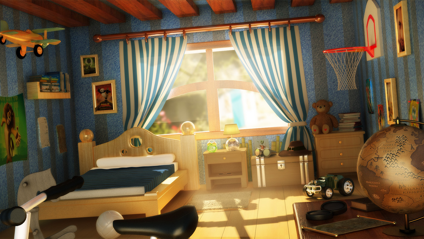 3D Cartoon Room on Behance