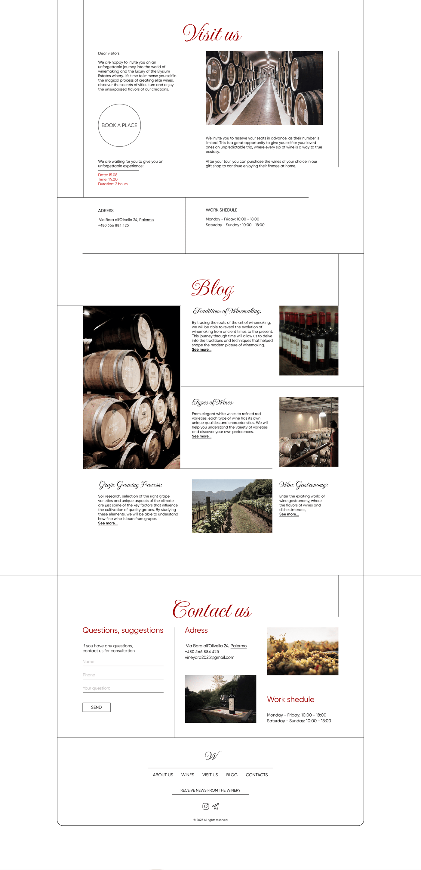 art Figma Winery website Web Design  landing page UI/UX user interface Website wine Web