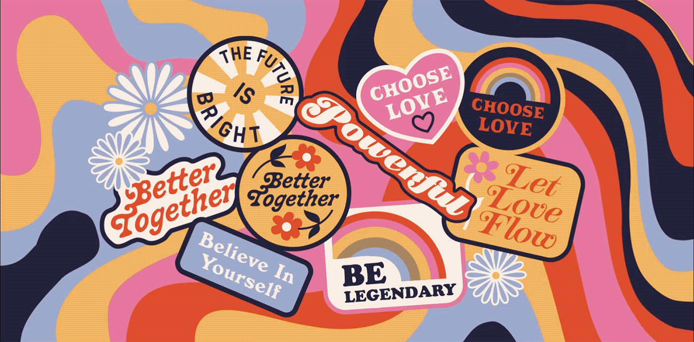 Exhibition Design  1960s 1970s Experiential design Creative Direction  ILLUSTRATION CAMPAIGN peace Love 360 campaign commercial design