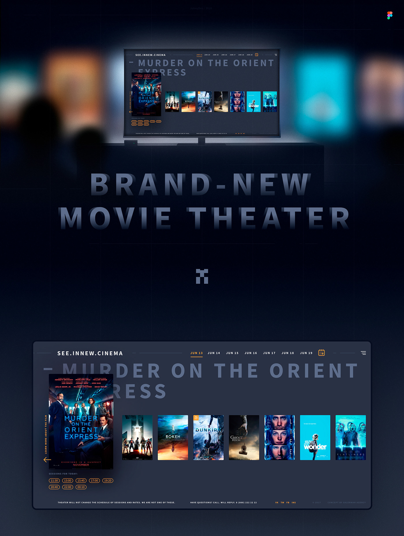 Cinema UI ux design movie b2c ticket Figma fullscreen Interface