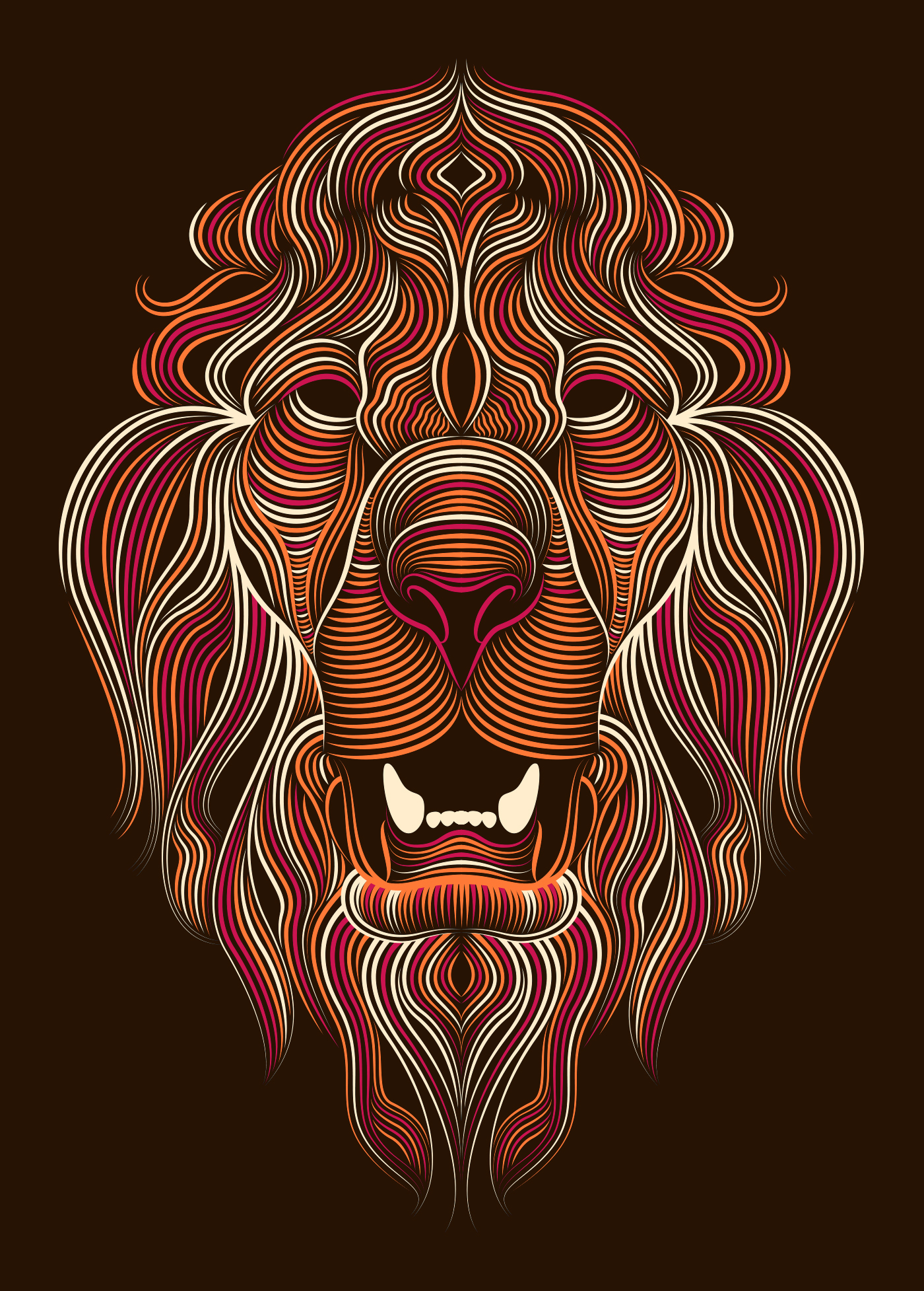 lion lines colors animal wild symetric adobe creative cloud Illustrator