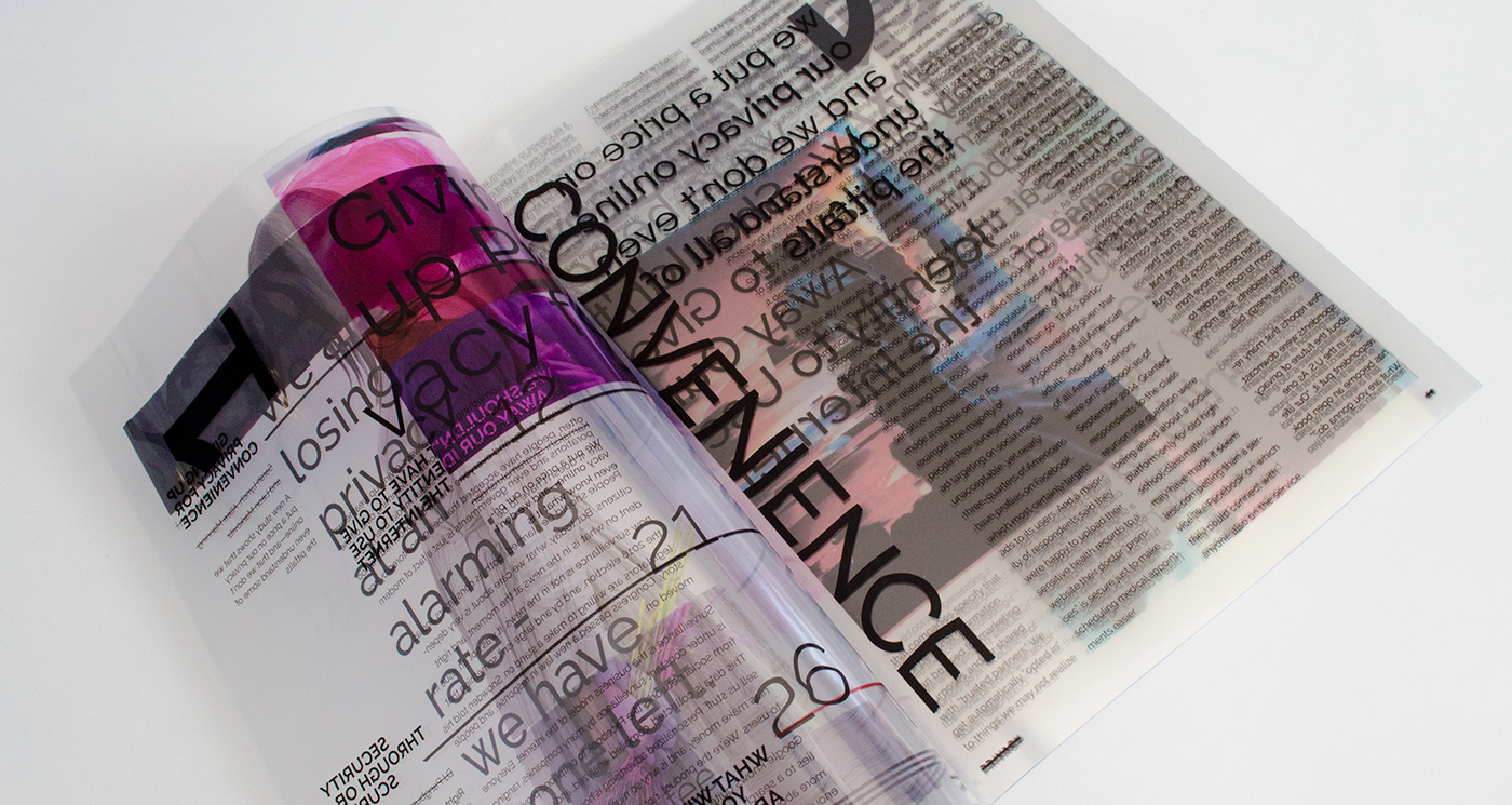 privacy graphic design  print design  transparent clear magazine publication editorial design  security