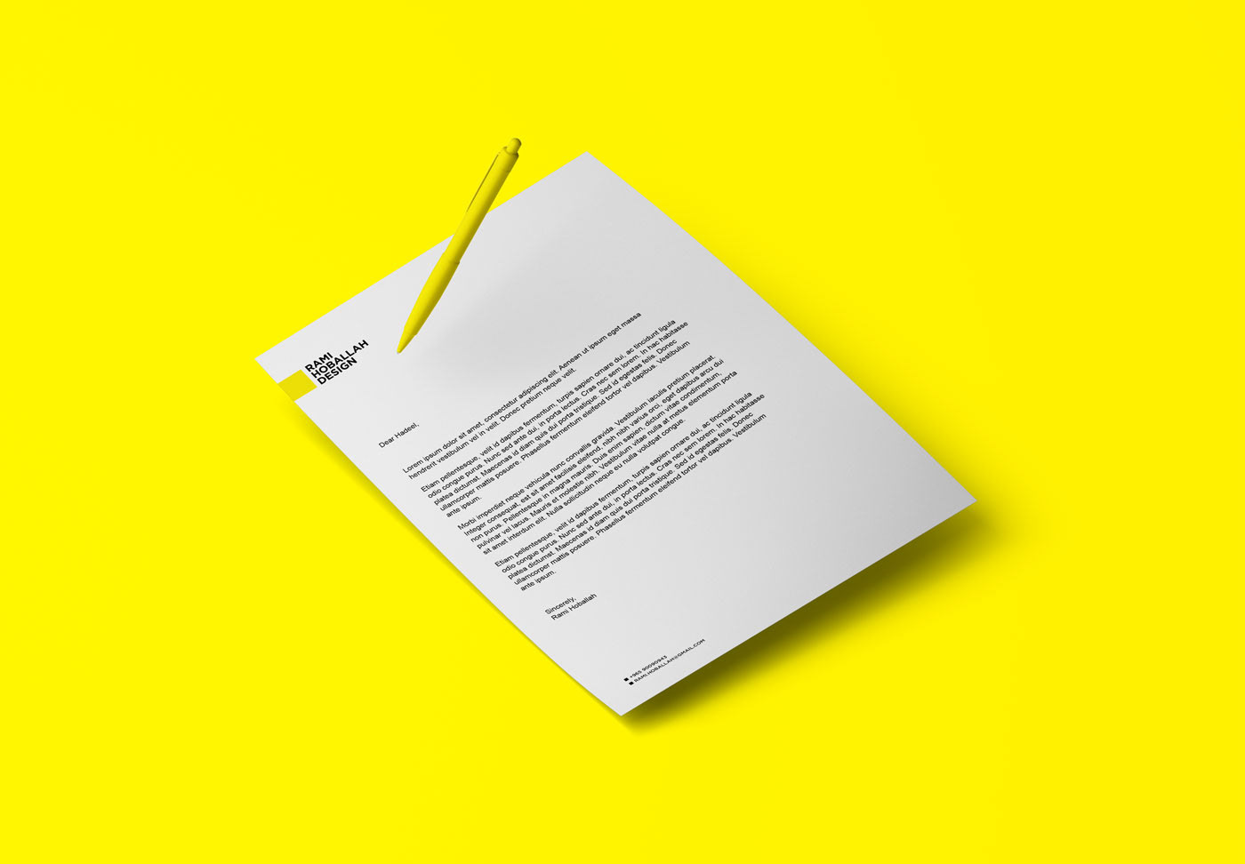brand contrast creative design identity minimal Personal Identity square stationary yellow