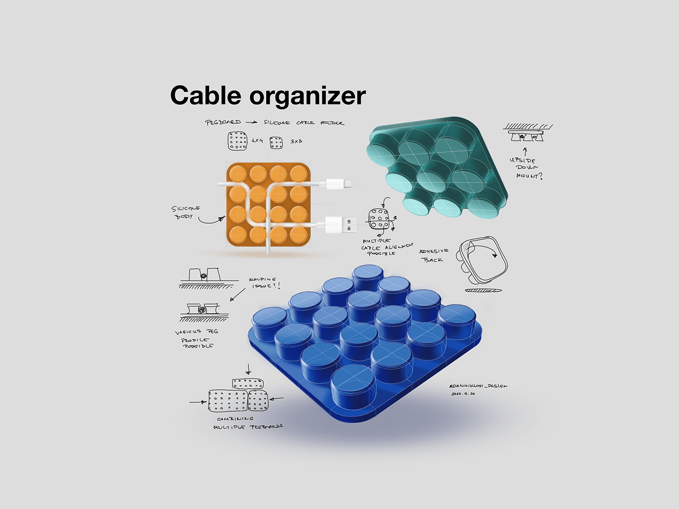 Cable cableholder Cableorganizer charging design homeoffice industrial design  Office product Stationery